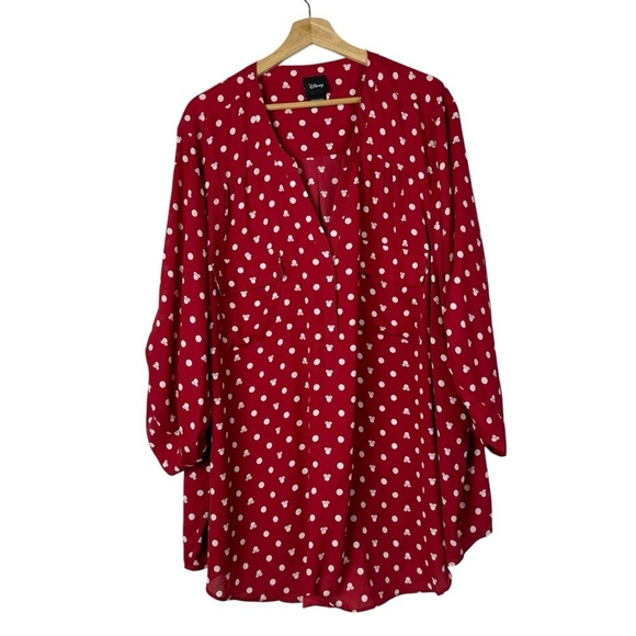 Torrid X Disney Red Harper Minnie Mouse Dot Long Sleeve Georgette Blouse 6 - Picture 5 of 8